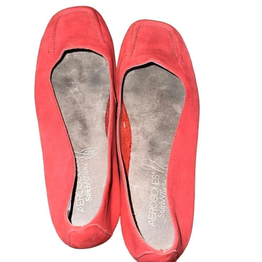 Aerosoles red suede minimalist‎ comfort office flats women’s size 9